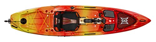 Perception Kayaks Pescador Pilot 12 | Sit on Top Fishing Kayak with Pedal Drive | Adjustable Lawn Chair Seat and Tackle Storage Areas | 12' | Sunset (9351587042)