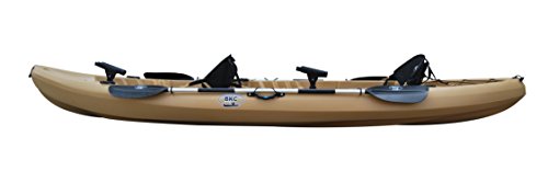 BKC TK219 12.2' Tandem Fishing Kayak W/Soft Padded Seats, Paddles,6 Rod Holders Included 2-3 Person Angler Kayak (Desert)