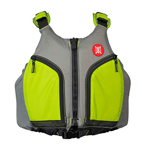 Perception Kayaks Hi-Fi Kayaking Life Jacket | Easy Access Zippered Pockets | USCG Approved PFD - UL Type 3 | Paddle Sports Life Vest | Medium - Large, Green/Grey