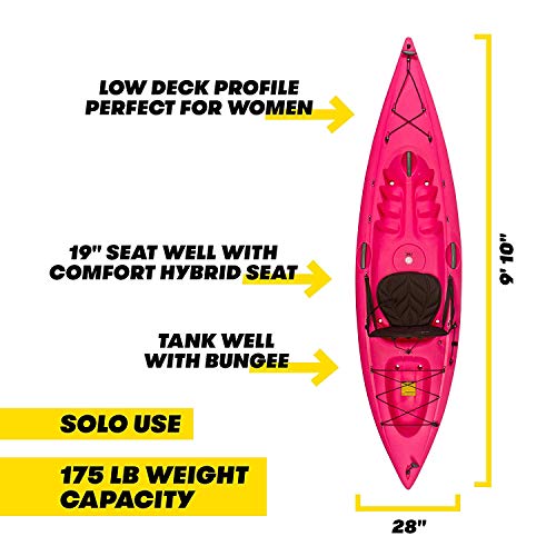 Ocean Kayak Venus 10 One-Person Women's Sit-On-Top Kayak, Fuchsia, 9 Feet 10 Inches