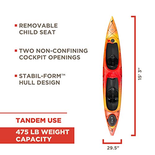 Old Town Canoes & Kayaks Dirigo Tandem Plus Recreational Kayak (Sunrise, 15 Feet 3 Inches), One Size