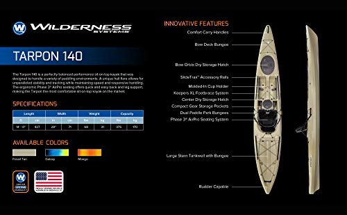 Wilderness Systems Tarpon 140 Sit on Top Fishing Kayak Premium Angler Kayak 14'