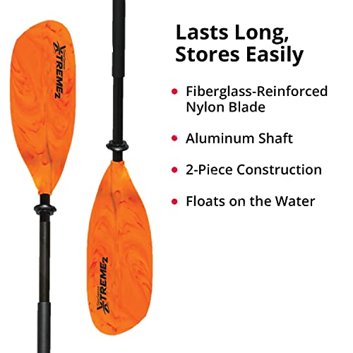 SeaSense XTreme 2 Kayak Paddle, Orange-Yellow, 96” - Fiberglass Reinforced Nylon Blades, 2-Piece Construction - Great for Sport, Sea, Whitewater, Recreational & Fishing Kayaking