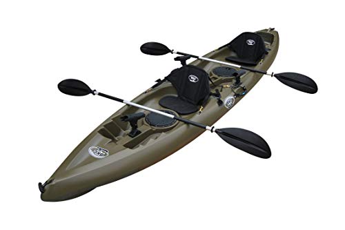BKC UH-TK181 12-foot 5-inch Sit On Top Tandem 2 Person Fishing Kayak with Paddles, Seats, and 7 Fishing Rod Holders included