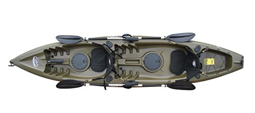 BKC UH-TK181 12-foot 5-inch Sit On Top Tandem 2 Person Fishing Kayak with Paddles, Seats, and 7 Fishing Rod Holders included
