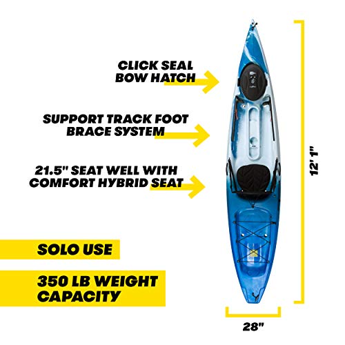 Ocean Kayak Tetra 12 One-Person Sit-On-Top Kayak, Surf, 12 Feet 1 Inch