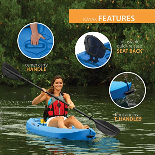 Lifetime Lotus Sit-On-Top Kayak with Paddle (2 Pack), Blue, 8'