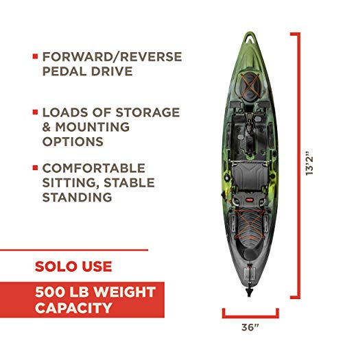 Old Town Canoes & Kayaks Predator Pedal Fishing Kayak with Rudder (First Light, 13 Feet 2 Inches) (01.6498.1143)