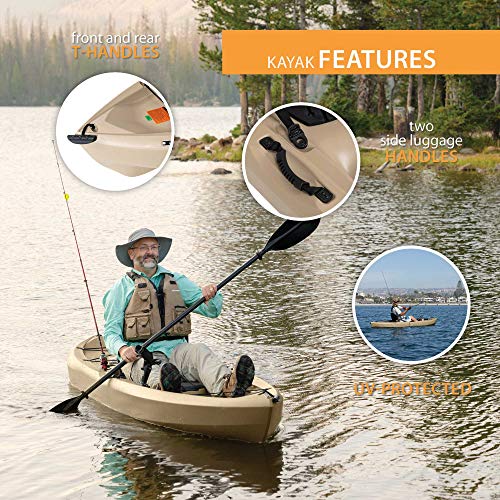 Lifetime Muskie Angler Sit-On-Top Kayak with Paddle, Tan, 120""" (90508)