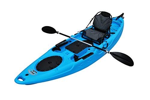 BKC UH-RA220 11.5 foot Angler Sit On Top Fishing Kayak with Paddles and Upright Chair and Rudder System Included