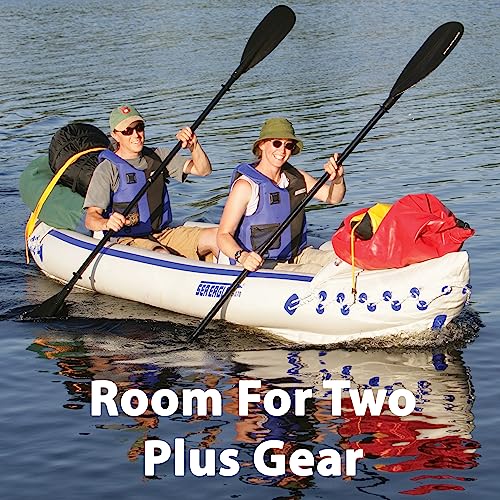 Sea Eagle SE370 3 Person Inflatable Portable Sports Kayak w/Seats, Paddles, Foot Pump and Carrybag