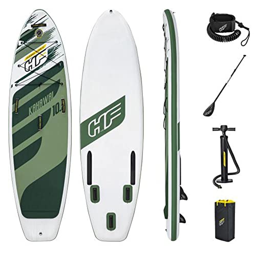 Bestway Hydro Force Kahawai Inflatable 10' Stand Up Paddle Board Water Sport Set with Aluminum Paddle, Hand Pump, Coiled Leash, and Backpack