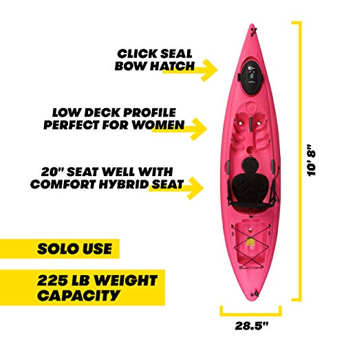 Ocean Kayak Venus 11 One-Person Women's Sit-On-Top Kayak, Fuchsia, 10 Feet 8 Inches