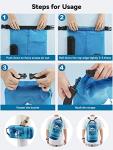 HEETA Dry Bag Waterproof for Women Men, Roll Top Lightweight Dry Storage Bag Backpack with Phone Case for Travel, Swimming, Boating, Kayaking, Camping and Beach (Transparent Blue, 5L)