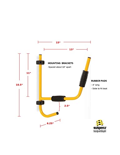 Suspenz Kayak Folding Storage Rack, Wall Hangers, Yellow, 16.5" x 15" (12-8601)