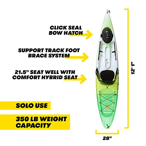 Ocean Kayak Tetra 12 Sit-On-Top Kayak, Envy, 12 Feet