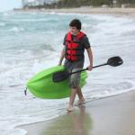Youth Wave Kayak with Backrest and Paddle - Yellow
