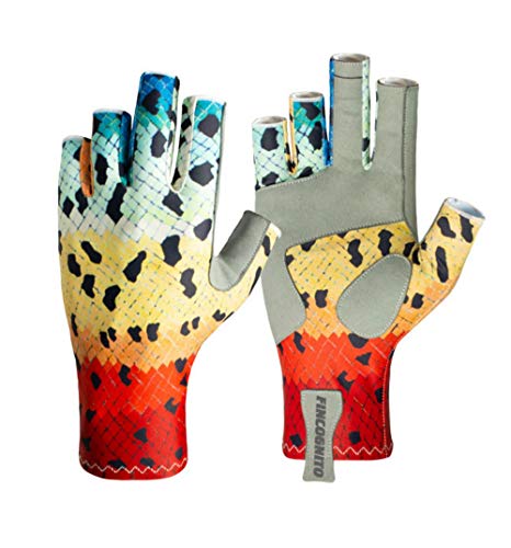 Fincognito Rainbow Trout Sun Gloves - Size Sm/Md