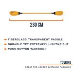 Carlisle Expedition Fiberglass Kayak Paddle, 220-cm, Gold