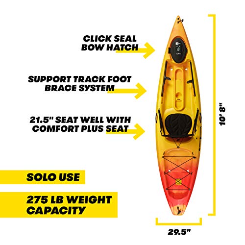 Ocean Kayak Tetra 10 One-Person Sit-On-Top Kayak, Sunrise, 10 Feet 8 Inches