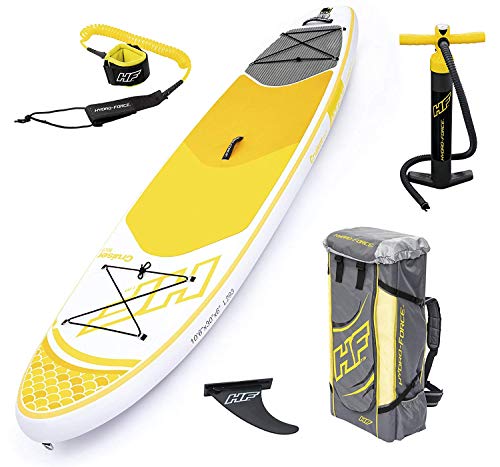 Hydro-Force Cruiser Tech Inflatable Stand Up Paddle Board, 10' 6" x 30" x 6" | Inflatable SUP for Adults & Kids | Starter Set Includes Adjustable Aluminum Paddle, Hand Pump, Travel Bag, Surf Leash