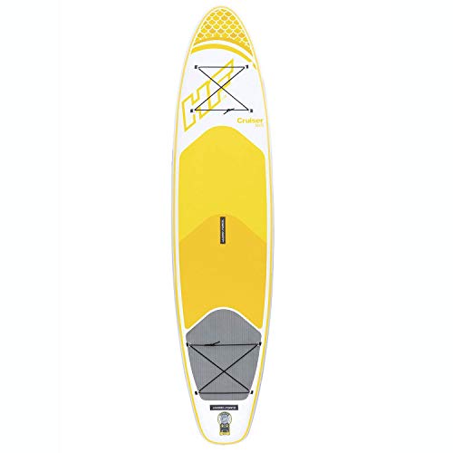 Hydro-Force Cruiser Tech Inflatable Stand Up Paddle Board, 10' 6" x 30" x 6" | Inflatable SUP for Adults & Kids | Starter Set Includes Adjustable Aluminum Paddle, Hand Pump, Travel Bag, Surf Leash