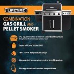 Lifetime Gas Grill and Wood Pellet Smoker Combo, WiFi and Bluetooth Control Technology