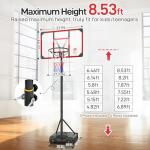 Kids Adjustable Portable Basketball Hoop & Goal with PC Backboard