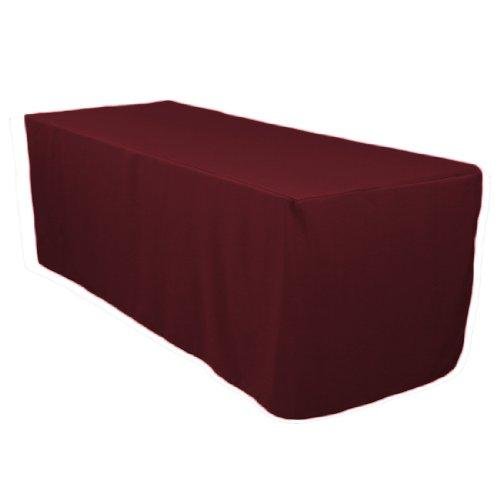 6 ft. Fitted Tablecloth in Burgundy Polyester Fabric