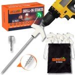 15 Pack 8" Heavy Duty Threaded Tent Stakes - Drill in Style Ground Anchor Screw in Pegs - Replace Bulky Canopy Weights - Comes with Hex Head Driver and Convenient Storage Bag Included