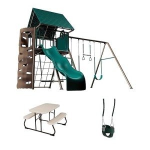 Lifetime 91109 Big Stuff Swing Set Playset with Bucket Swing and Children’s Picnic Table