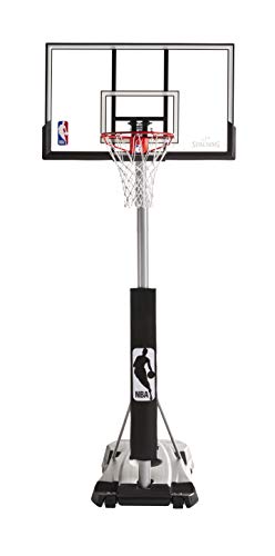 Spalding NBA Hercules Vertical Pole Portable Basketball Hoop - 52" Acrylic Backboard, Black Base