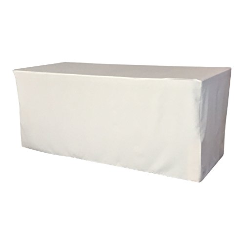 LA Linen 72" length x 30" wide x 30" tall Fitted Polyester Poplin Tablecloth / Pack of 2 / White.