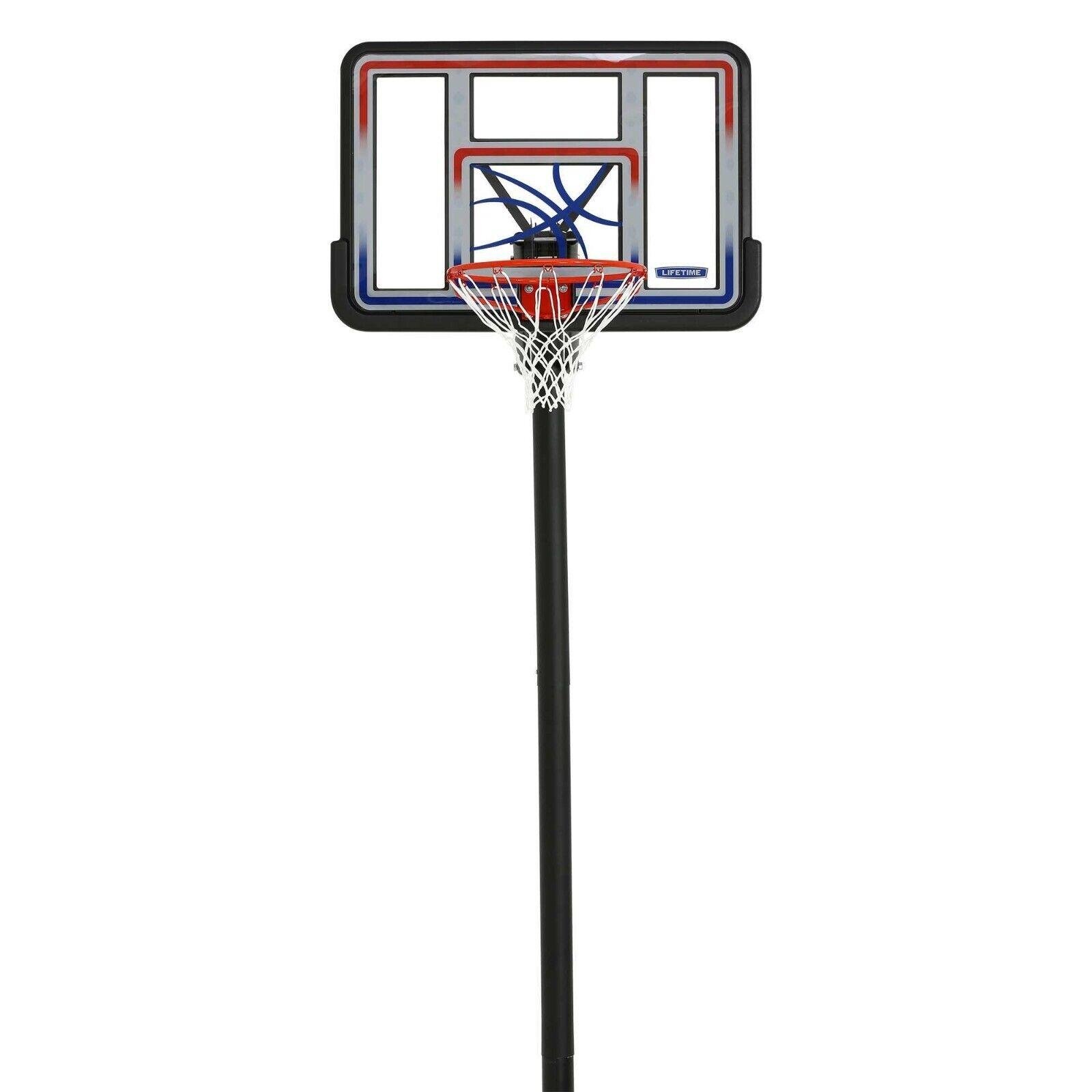 Lifetime 1008 Adjustable In-Ground Basketball Hoop, 44-Inch Backboard, Red/White/Blue