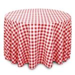 Red & White Checker 108-Inch Round Polyester Tablecloth