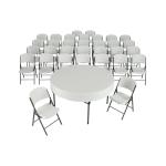 Lifetime Tables and Chairs Combo 80458 White 32 Chairs 4 60-inch Round Tables
