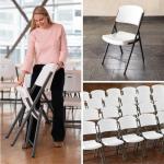 Lifetime Tables and Chairs Combo 80458 White 32 Chairs 4 60-inch Round Tables