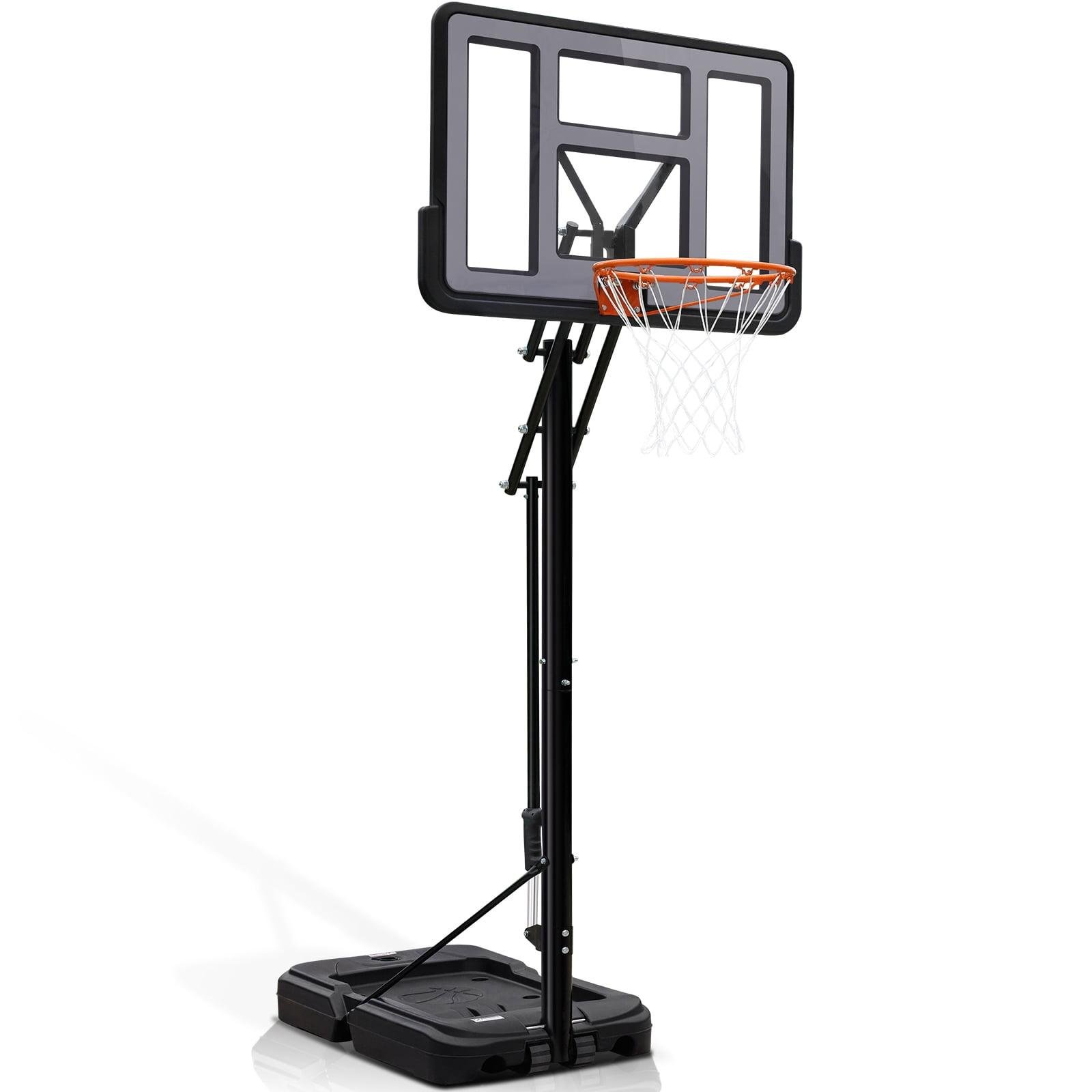 Anymay Portable Basketball Hoop Outdoor with 48in Polycarbonate Backboard，5.3-10FT Height Adjustable Basketball Hoop Goal System,Red
