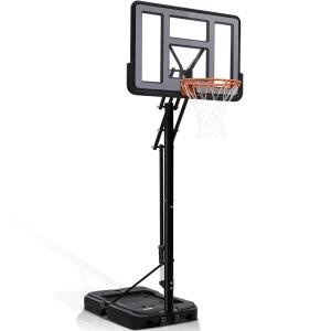 Anymay Portable Basketball Hoop Outdoor with 48in Polycarbonate Backboard，5.3-10FT Height Adjustable Basketball Hoop Goal System,Red