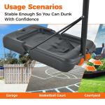 Anymay Portable Basketball Hoop Outdoor with 48in Polycarbonate Backboard，5.3-10FT Height Adjustable Basketball Hoop Goal System,Red