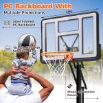 Anymay Portable Basketball Hoop Outdoor with 48in Polycarbonate Backboard，5.3-10FT Height Adjustable Basketball Hoop Goal System,Red
