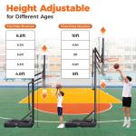 Anymay Portable Basketball Hoop Outdoor with 48in Polycarbonate Backboard，5.3-10FT Height Adjustable Basketball Hoop Goal System,Red