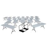 Lifetime Commercial Steel Framed 8' Folding Tables, Almond (Set of 21 with Cart) 80136