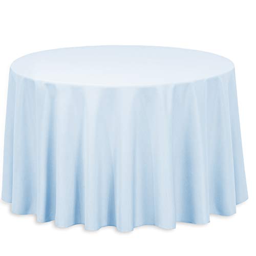 Baby Blue 108-Inch Round Polyester Tablecloth