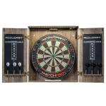 Accudart Match Pro Dartboard Cabinet Set - Official Size - Self Healing Sisal - Modern Style Woodgrain - Two Built-in Dartholders - LED Lighting - Includes Scoreboard, Chalk, Eraser, and Six Darts
