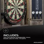 Accudart Match Pro Dartboard Cabinet Set - Official Size - Self Healing Sisal - Modern Style Woodgrain - Two Built-in Dartholders - LED Lighting - Includes Scoreboard, Chalk, Eraser, and Six Darts