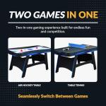 Hathaway Bandit 5-Ft Air Hockey Table for Home Game Room - with Table Tennis Top, Manual Scoring, High-Output Blower, Vibrant Graphics, Strikers & Pucks - Black and Blue Finish