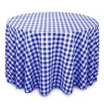 Blue & White Checker Polyester 108-Inch Round Tablecloth