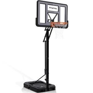 Anymay Portable Basketball Hoop Outdoor with 48in Polycarbonate Backboard，5.3-10FT Height Adjustable Basketball Hoop Goal System,Red