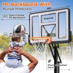 Anymay Portable Basketball Hoop Outdoor with 48in Polycarbonate Backboard，5.3-10FT Height Adjustable Basketball Hoop Goal System,Red
